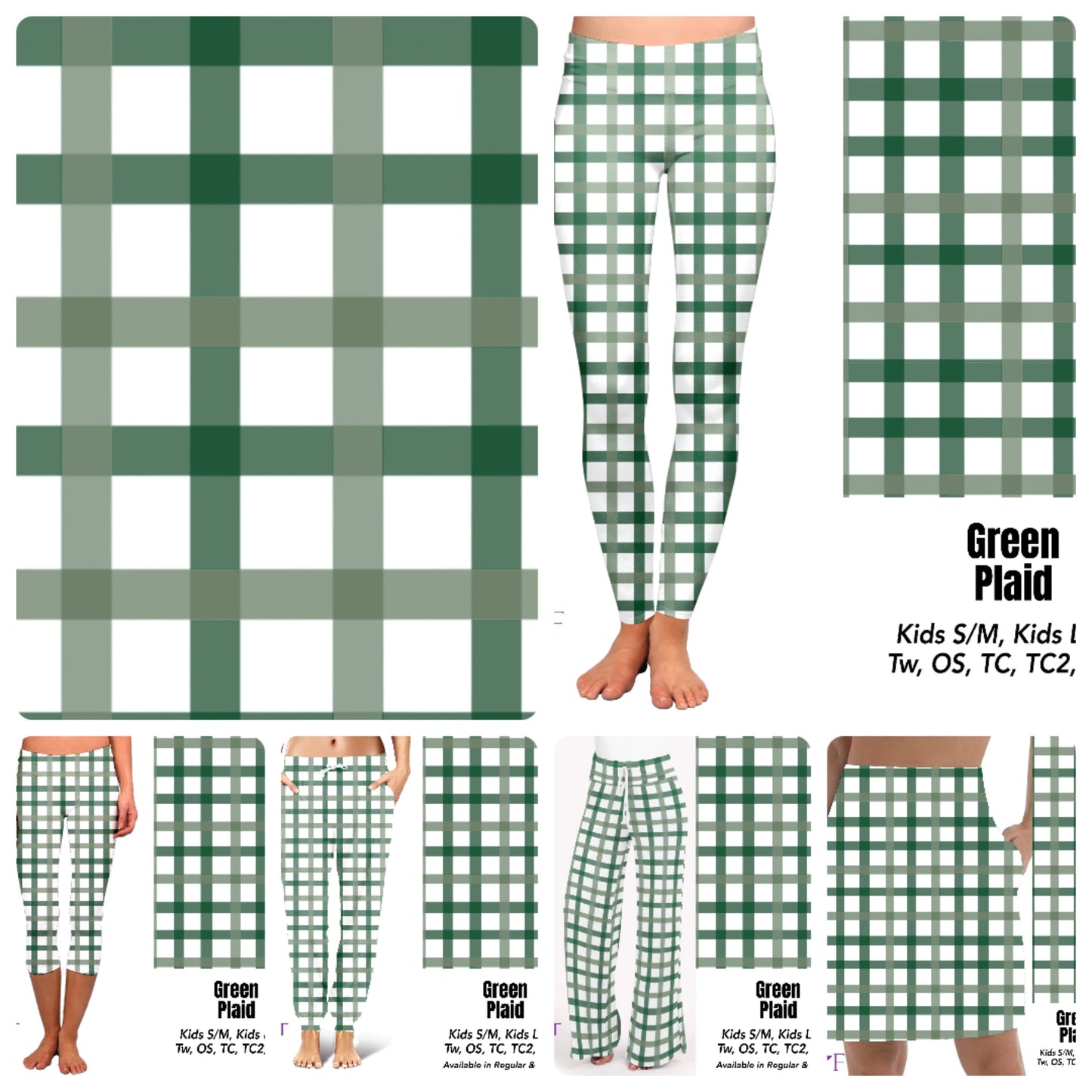 Green Plaid joggers with pockets