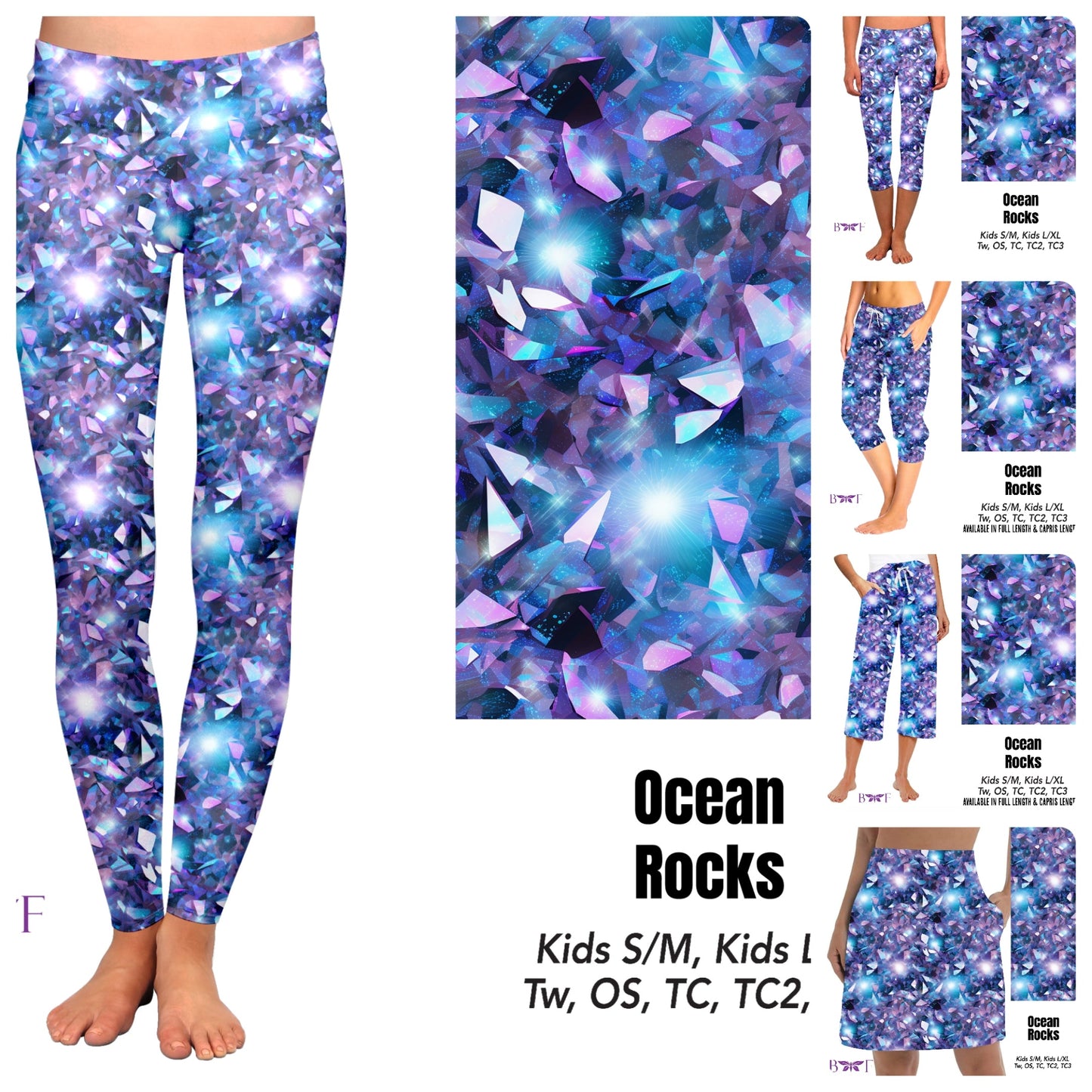 Ocean Rocks capris and biker shorts with pockets