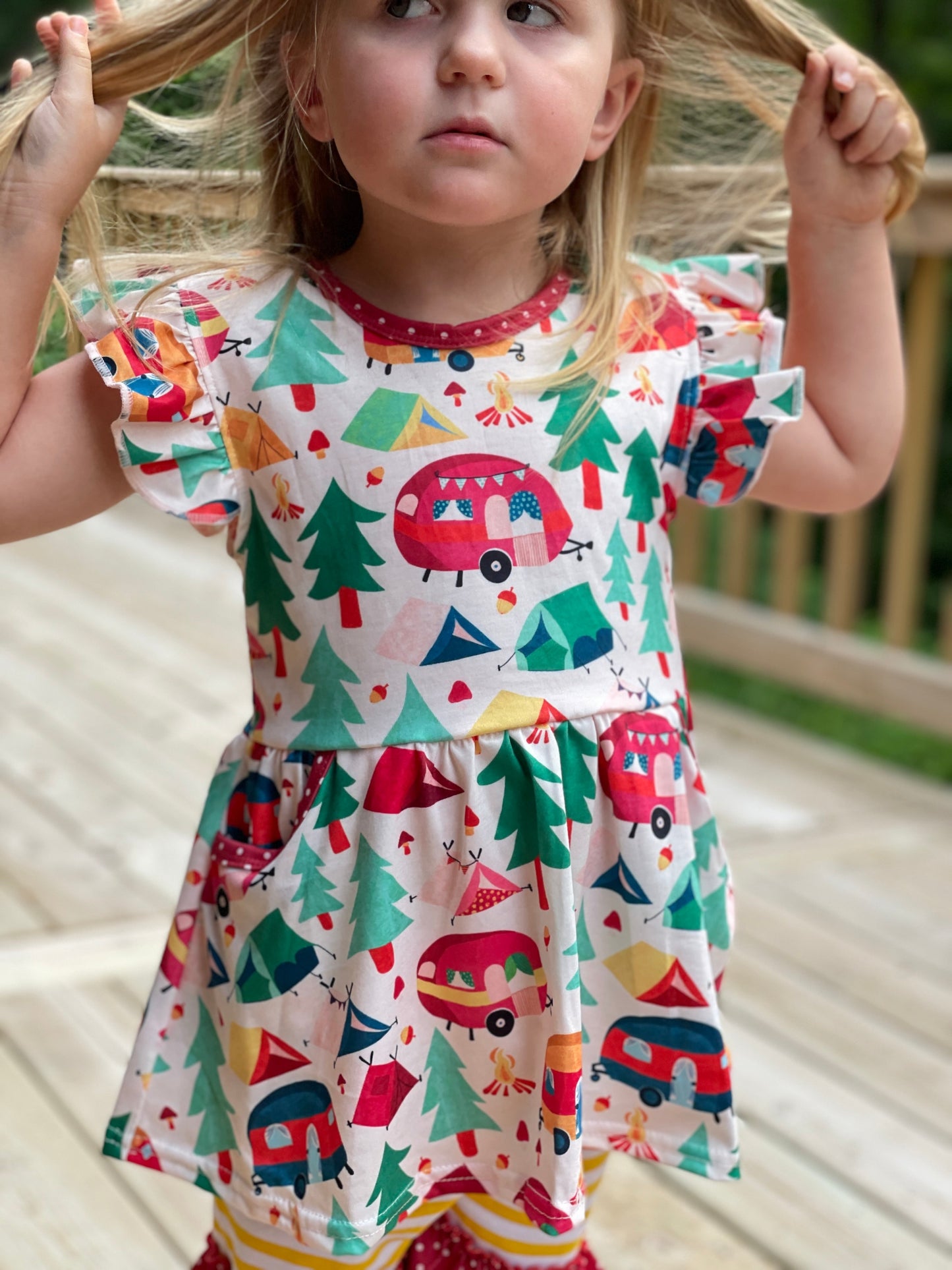 Wanderlust Camping Pocket Peplum Short Set