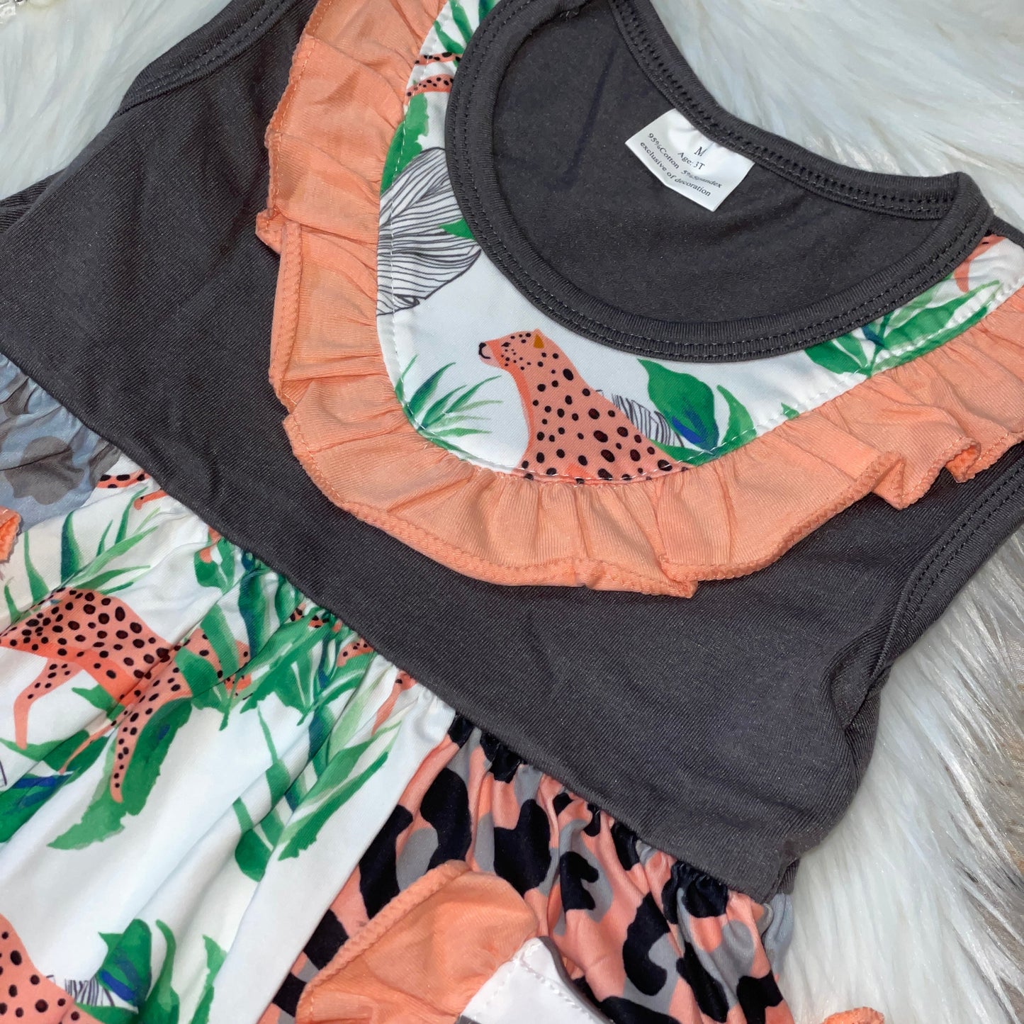 Peach Leopard Printed Pocket Tunic and Flare Pant