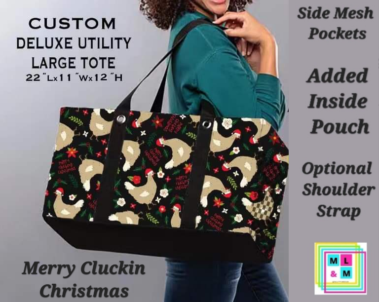 Merry Cluckin Christmas Collapsible Tote