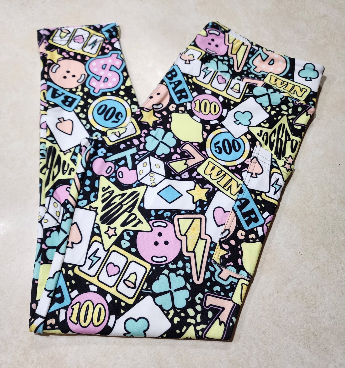 Pastel Casino Queen Full Length Leggings w/ Pockets