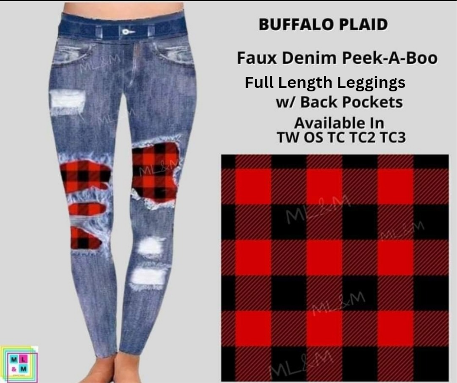 Buffalo Plaid Faux Denim Full Length