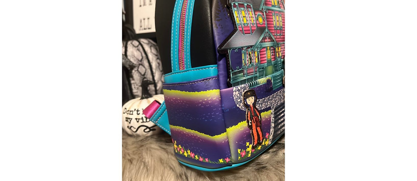 LOUNGEFLY LAIKA CORALINE HOUSE MINI BACKPACK