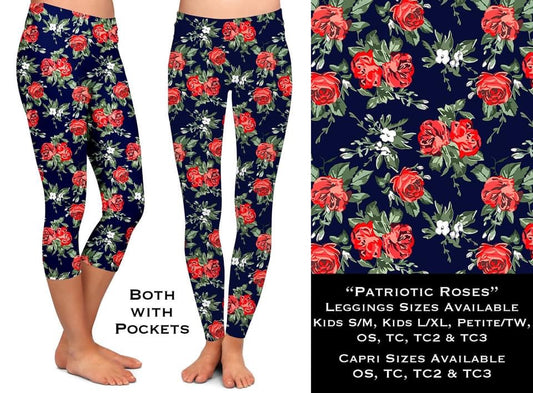 Patriotic Roses Leggings & Capris