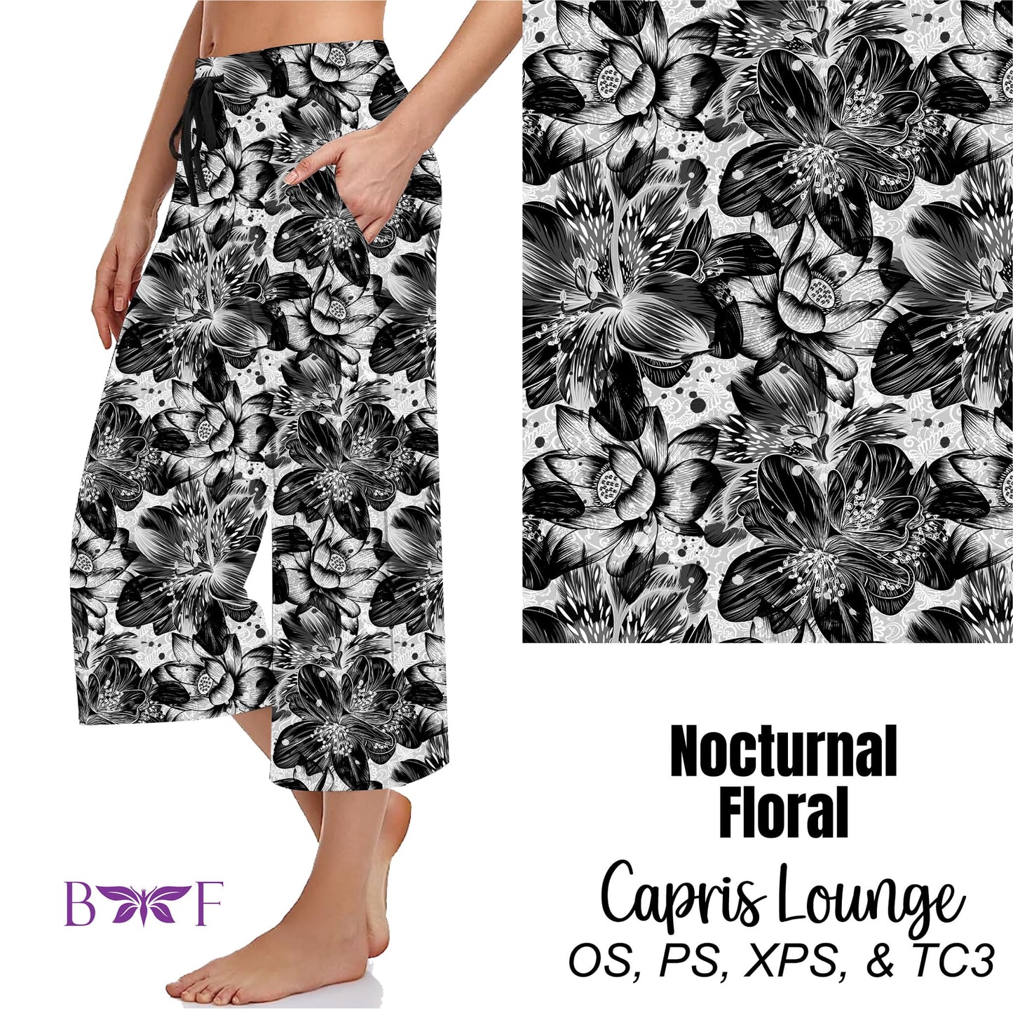 Nocturnal Floral capri lounge pants