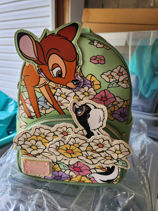 LOUNGEFLY BAMBI AND FLOWER MINI BACKPACK