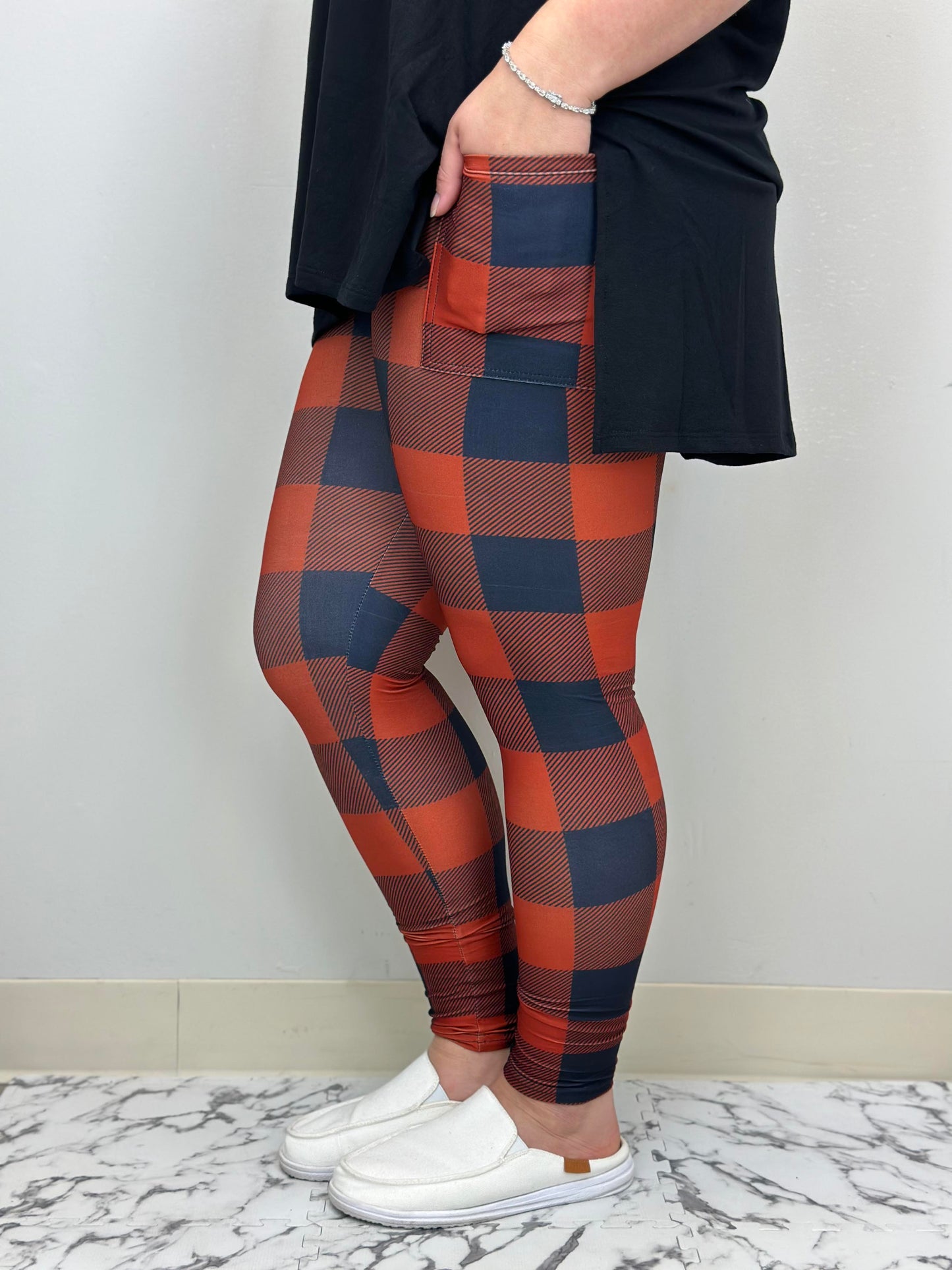 Buffalo Plaid Leggings w/ Pockets (Kid's No Pockets)