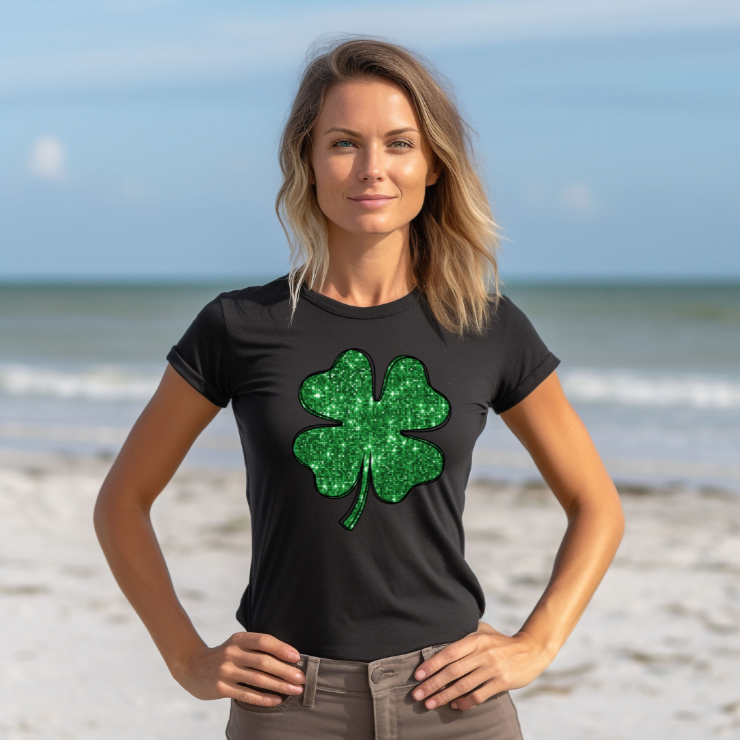 Faux Sequin Shamrock Graphic Tee