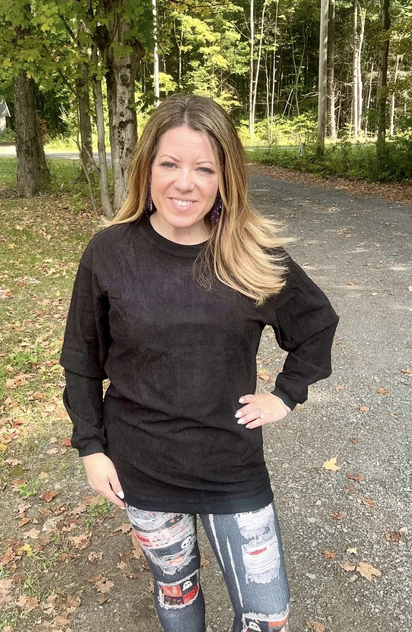 Original Corded Crewneck in Black