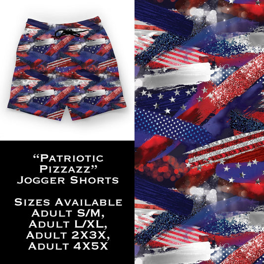 Patriotic Pizzazz Jogger Shorts with Pockets