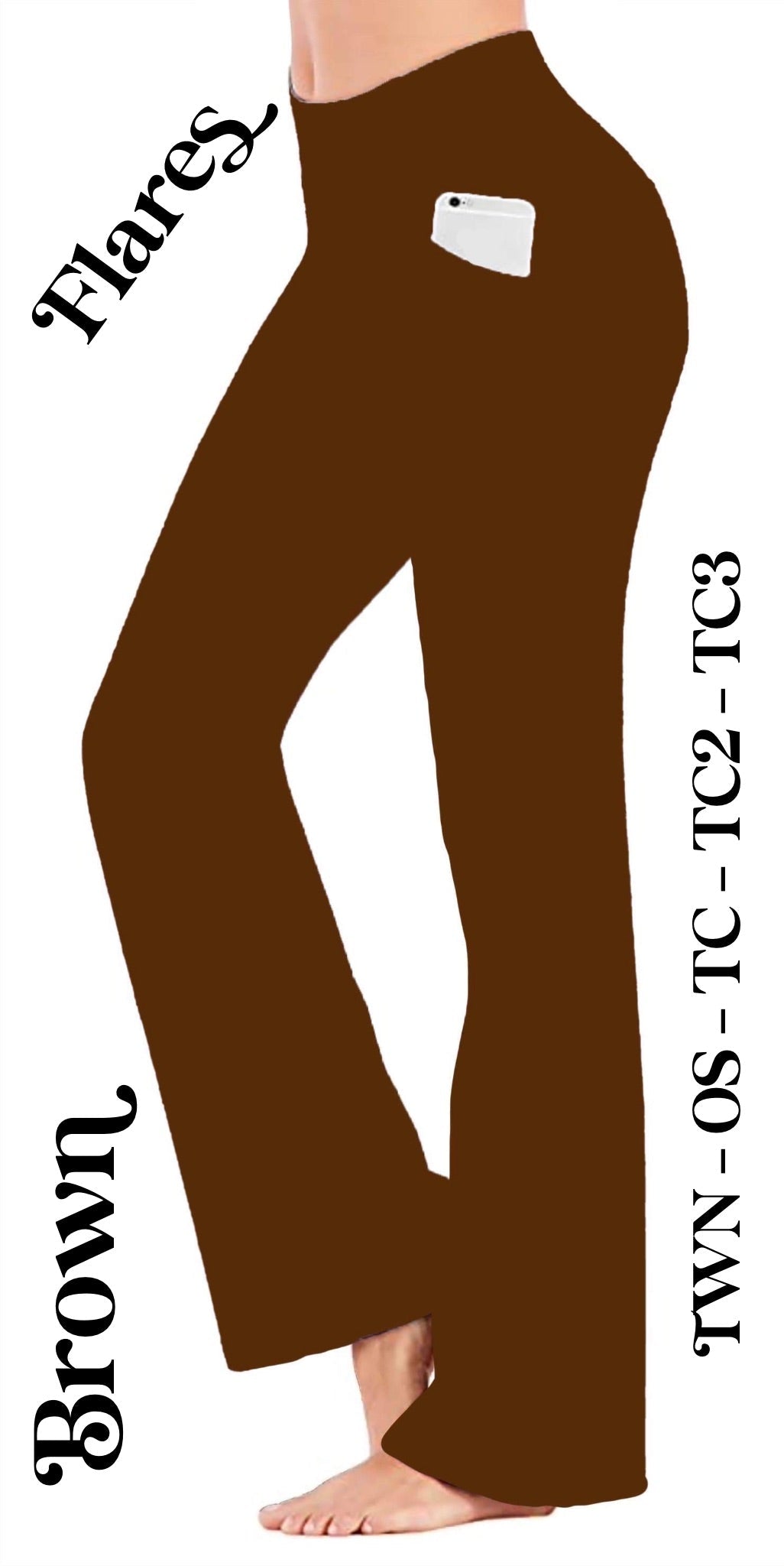 Solid Brown - Yoga Flares with Pockets