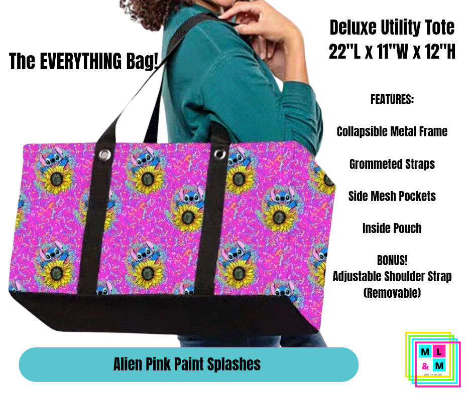 A Pink Paint Splashes Collapsible Tote