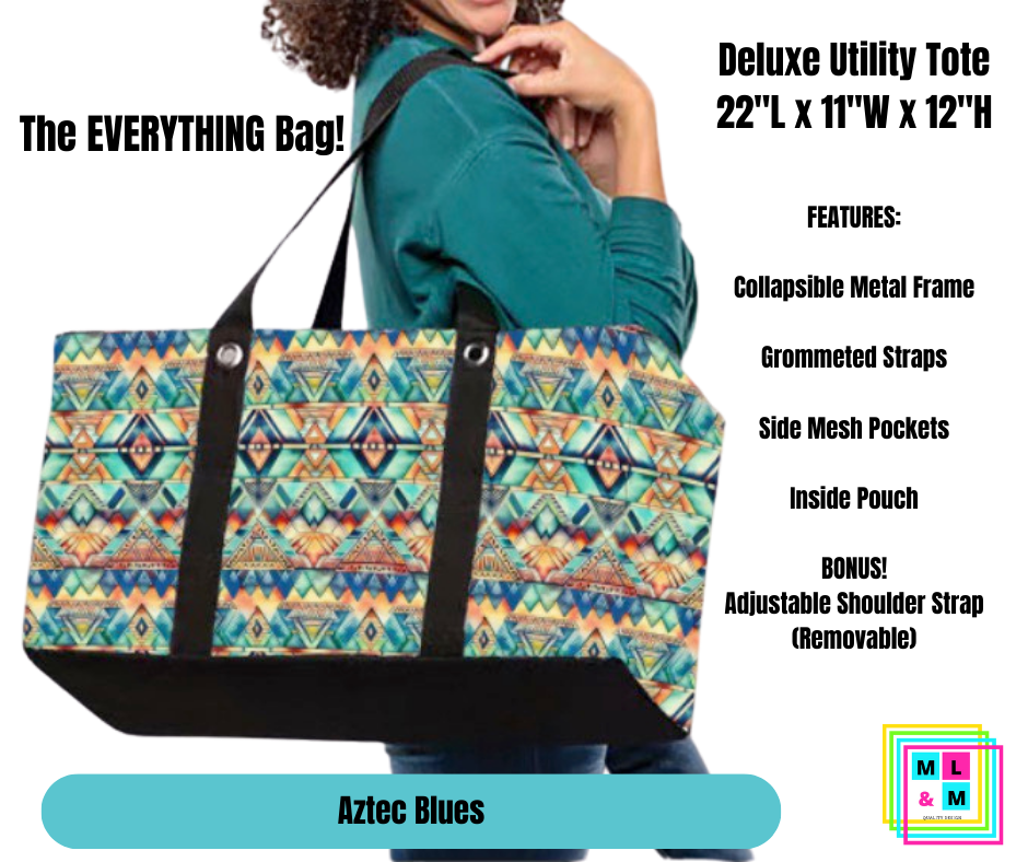 Aztec Blues Collapsible Tote.
