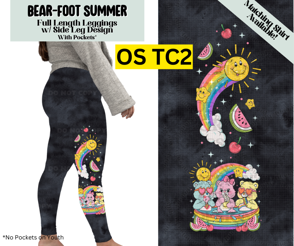 Bear-Foot Summer Full Length Leggings w/ Side Leg Designs
