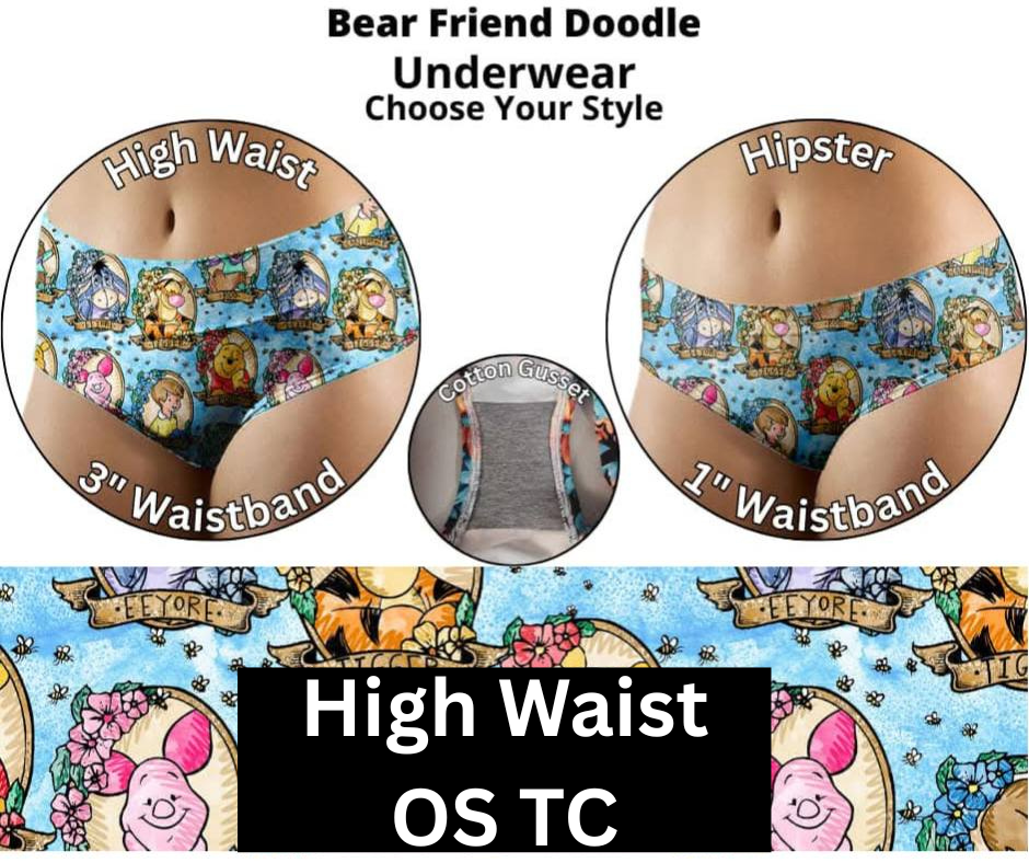 Bear Friend Doodle High Waist Underwear