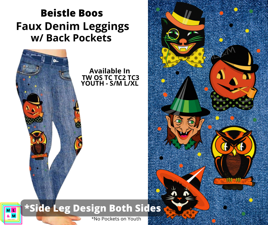 Beistle Boos Full Length Faux Denim w/ Side Leg Designs