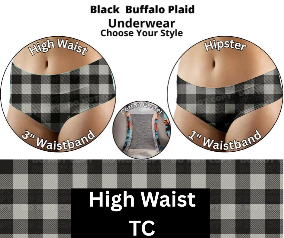 Black Buffalo Plaid High Waist Underwear