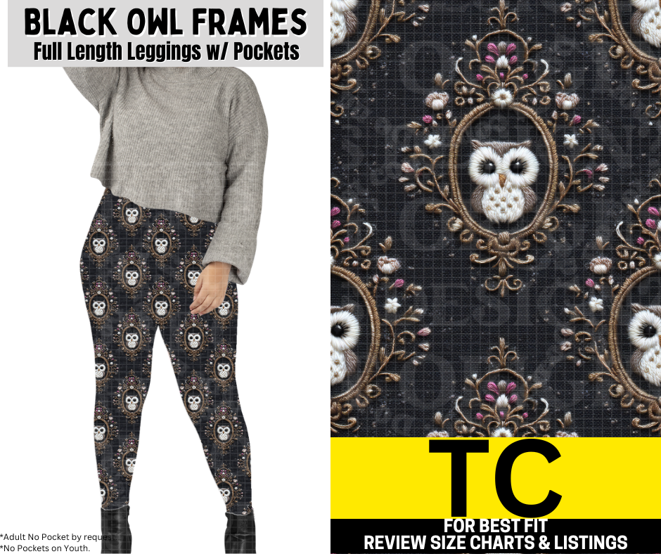Black Owl Frames Full Length Leggings w/ Pockets