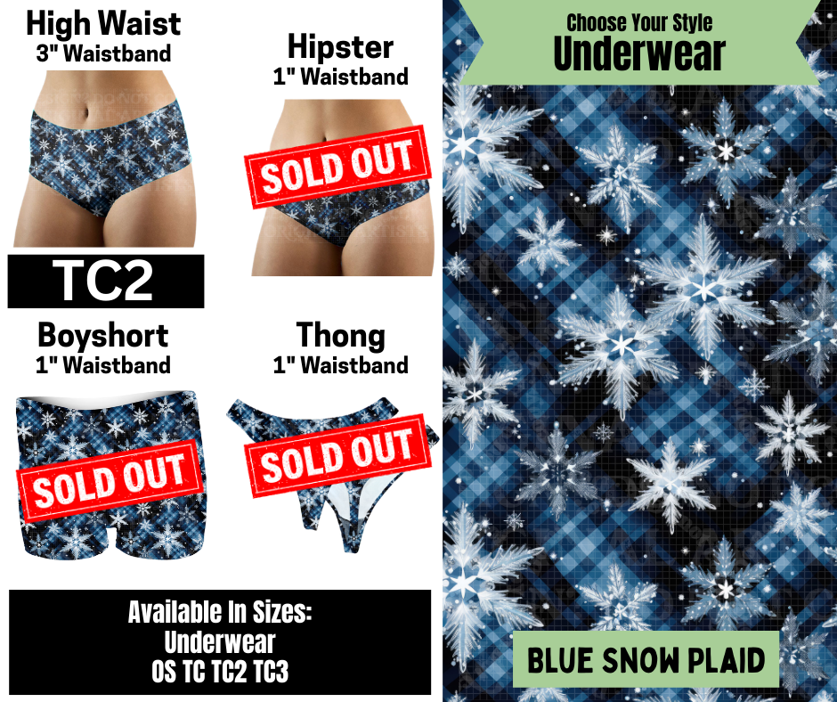 Blue Snow Plaid High Waist Underwear