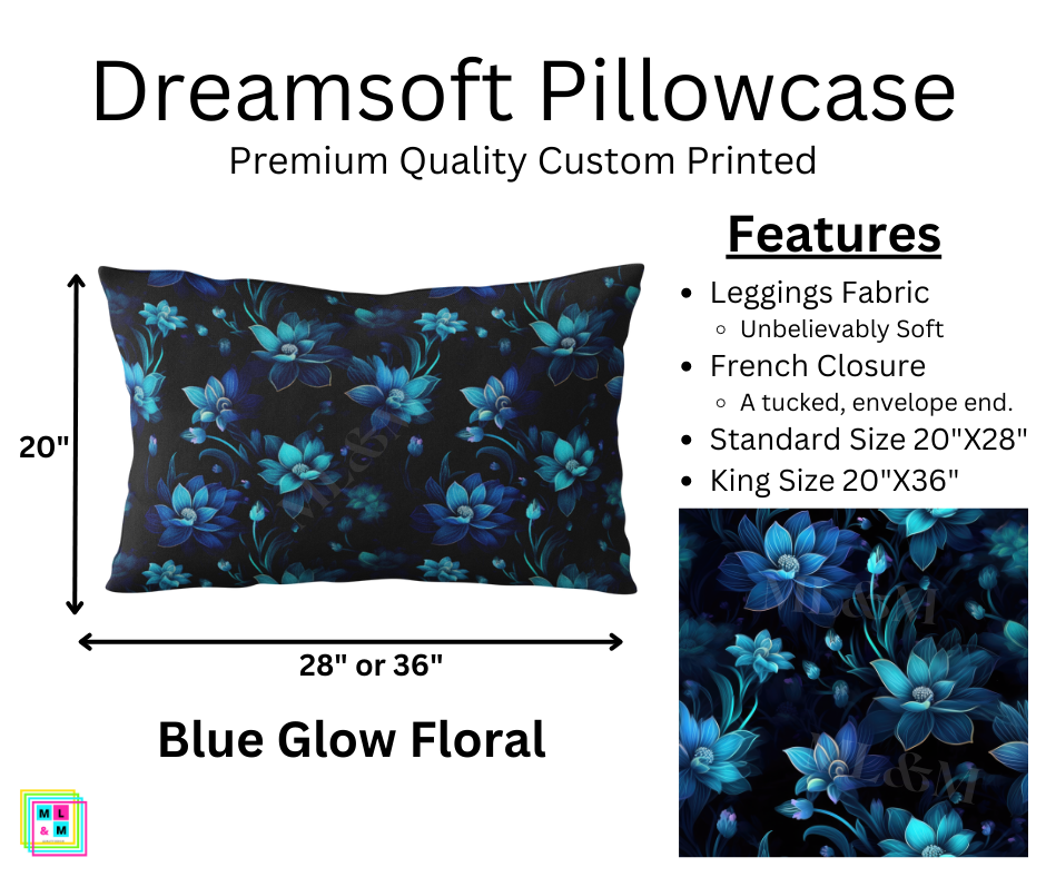 Preorder! Closes 7/28. ETA Sept. Blue Glow Floral Dreamsoft Pillowcase