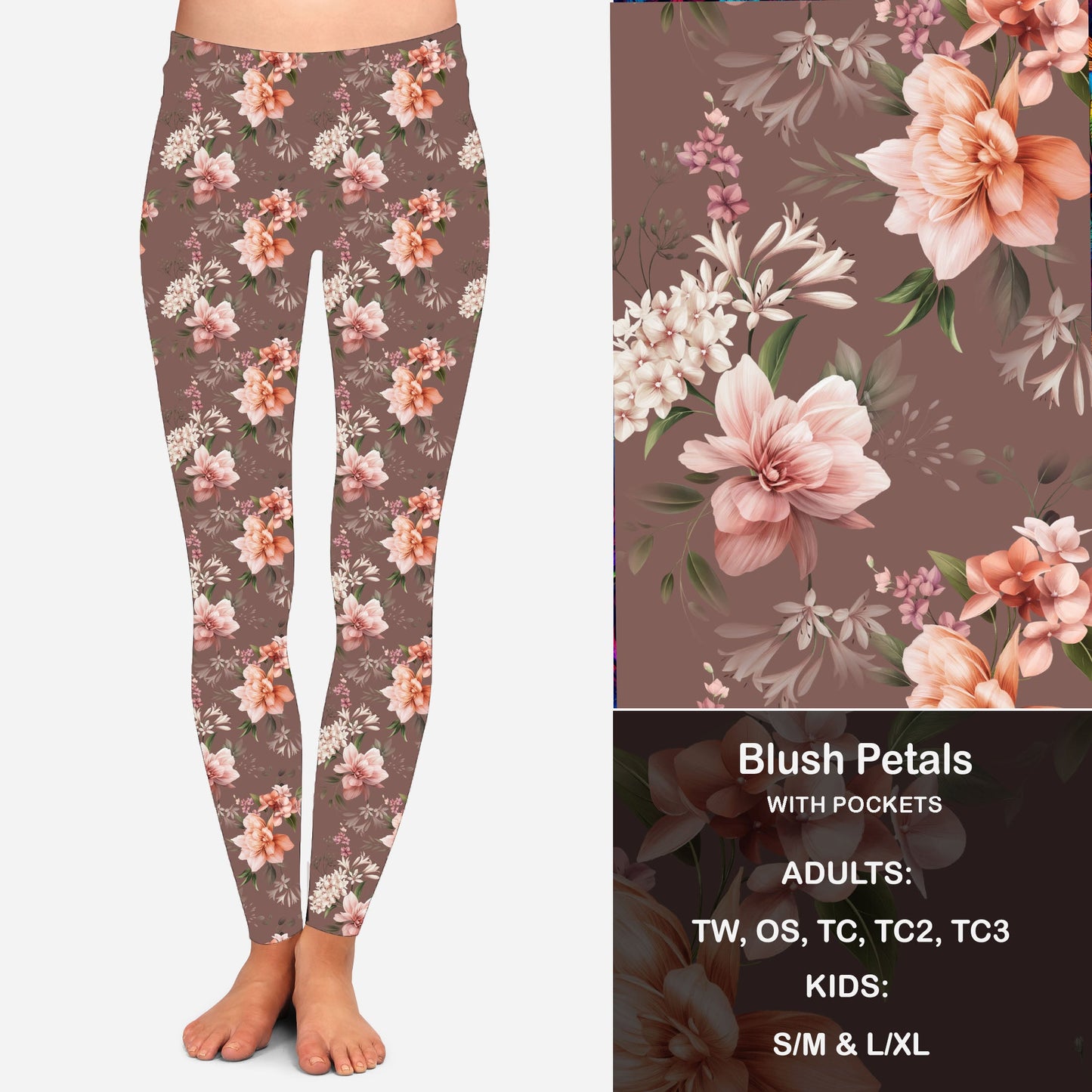 Blush Petals - Leggings with Pockets Preorder Closes 8/28 eta 4-6 weeks
