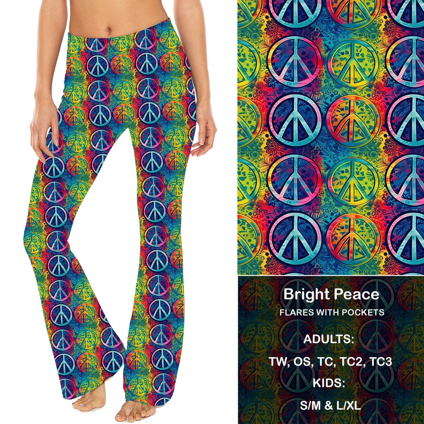 Bright Peace - Yoga Flares with Pockets Preorder Closes 9/20 eta late Oct