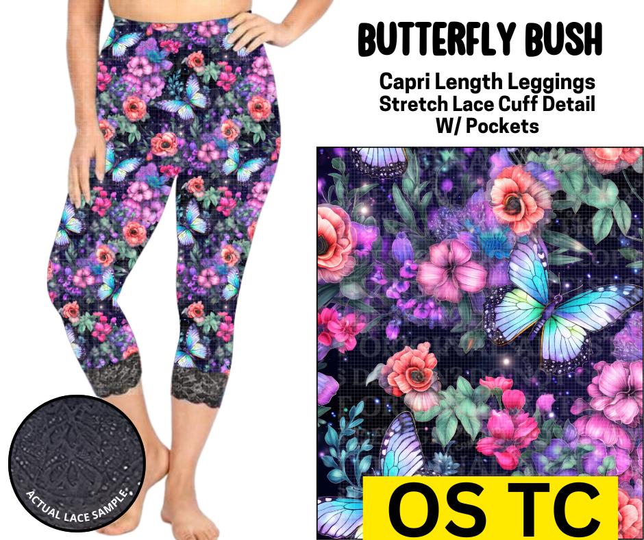 Butterfly Bush Lace Cuff Capris w/ Pockets