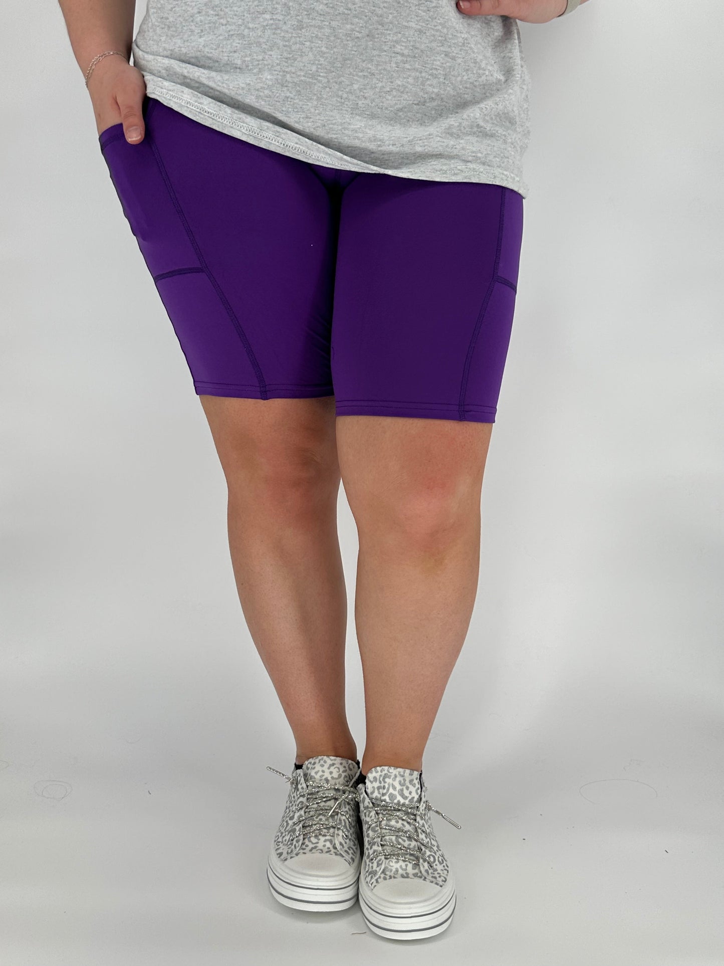 Purple Biker Shorts w/ Pockets