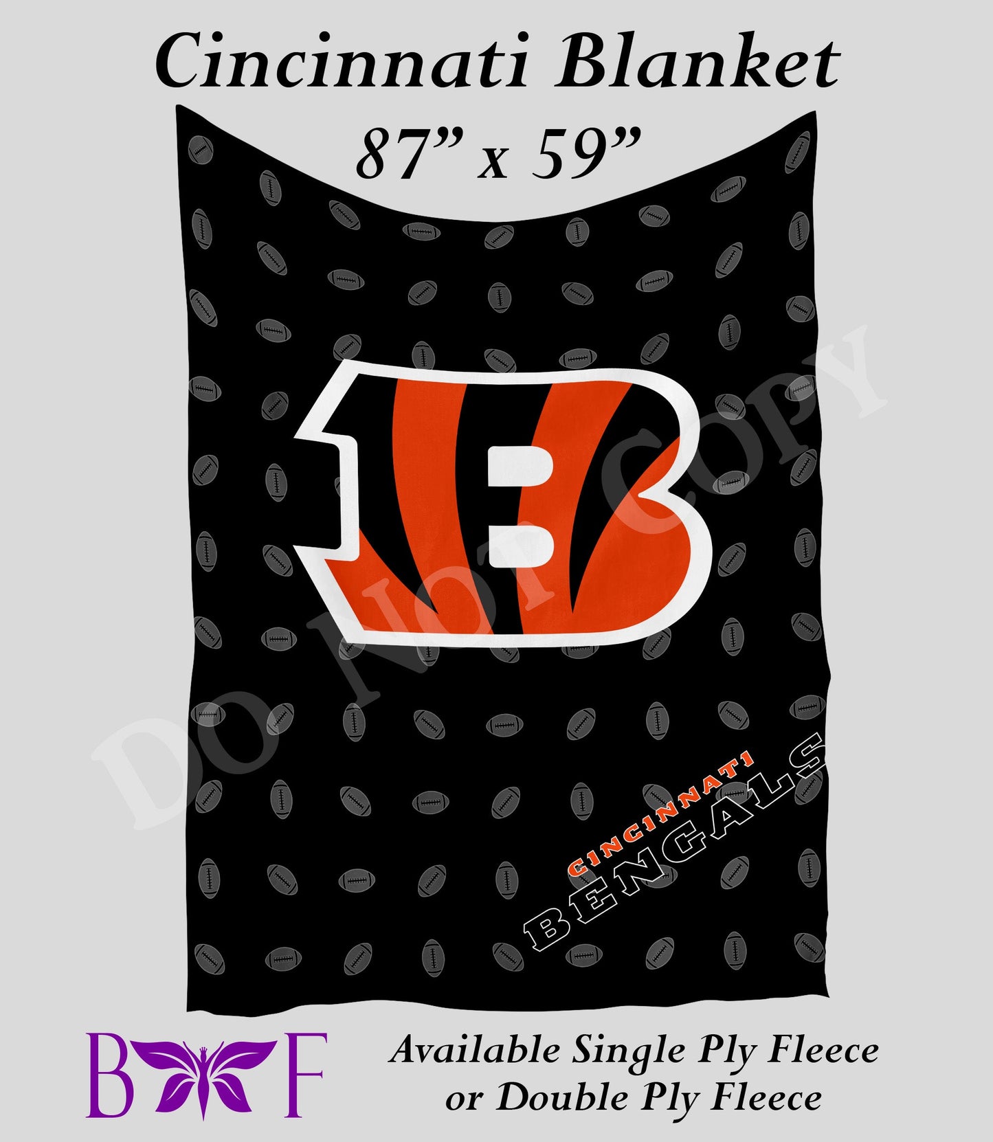 Cincinnati 59"x87" soft blanket also available with sherpa fleece
