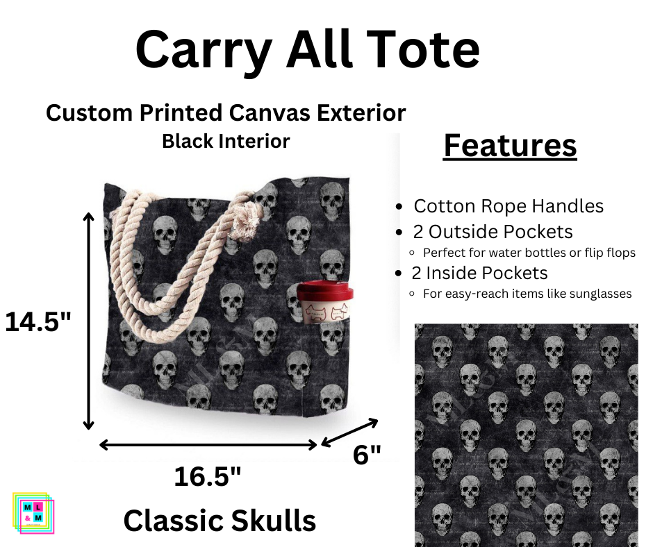 Classic Skulls Carry All Tote