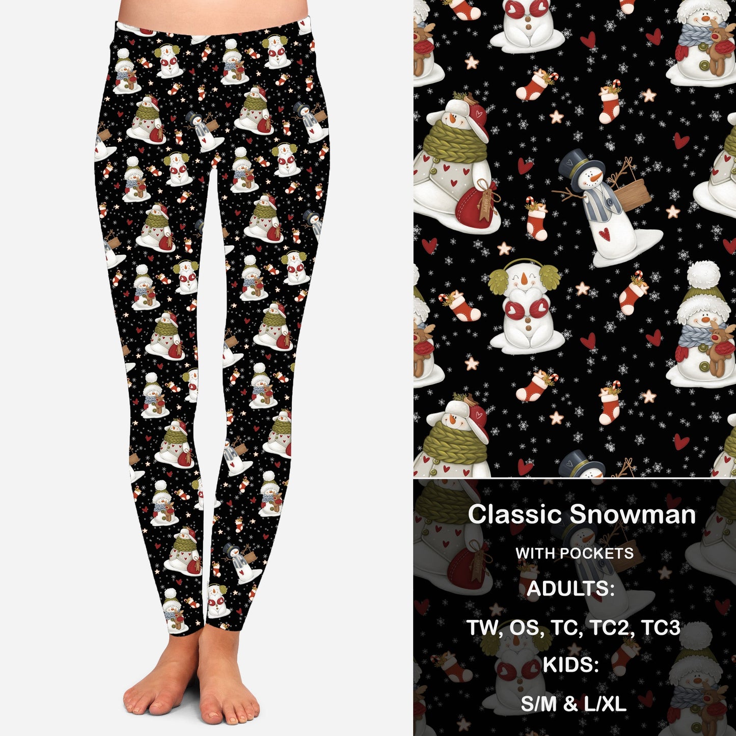 Classic Snowman Leggings with Pockets Preorder Closes 9/26 eta Nov.