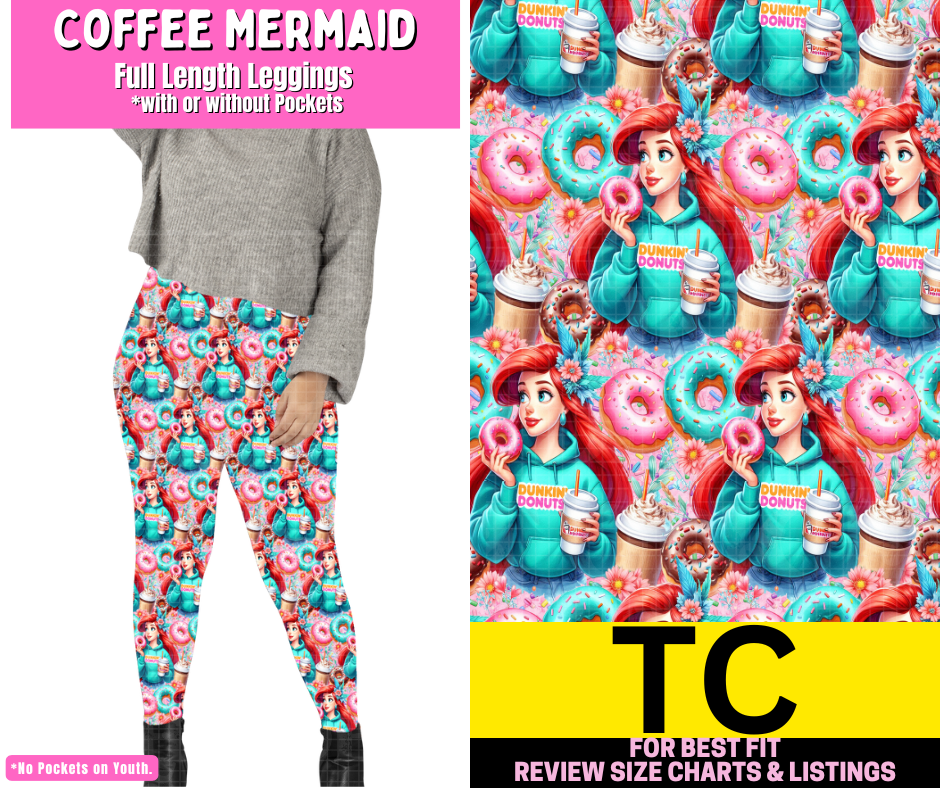 Coffee Mermaid Full Length Leggings w/ Pockets