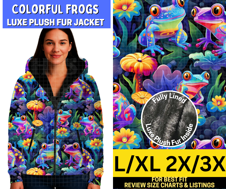 Colorful Frogs Luxe Fur Jacket
