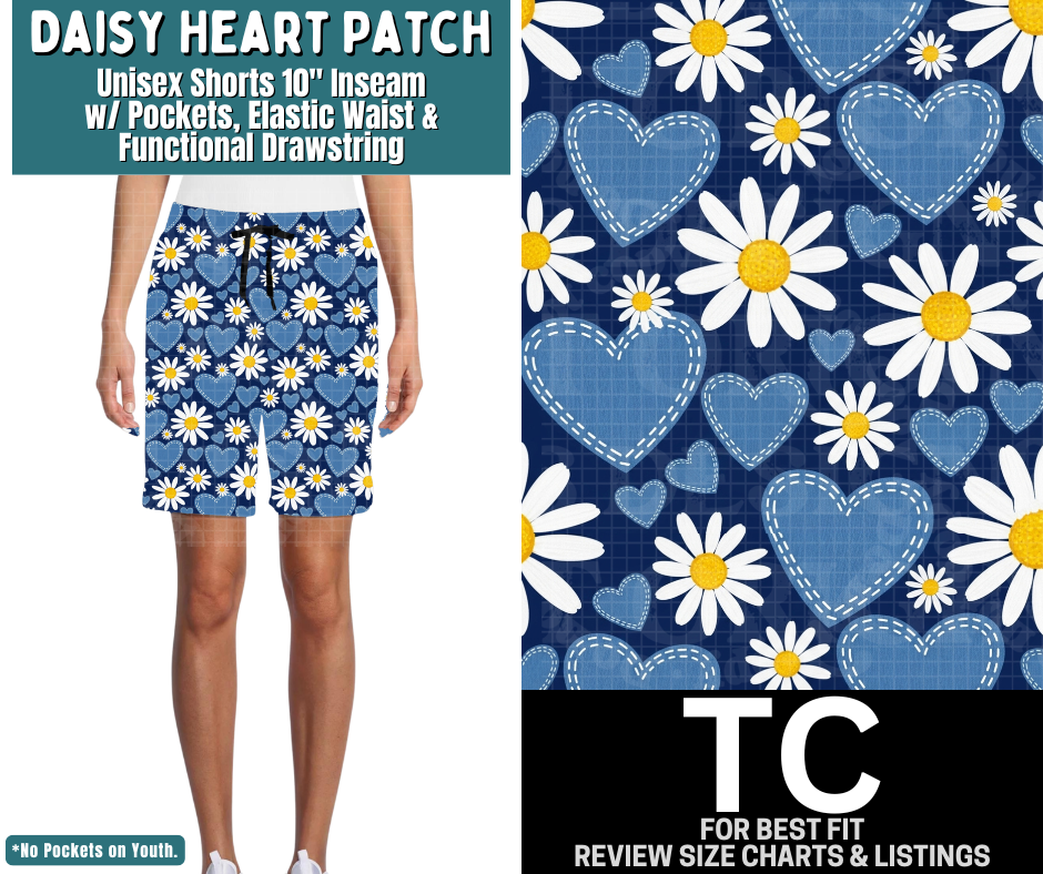 Daisy Heart Patch Unisex Shorts