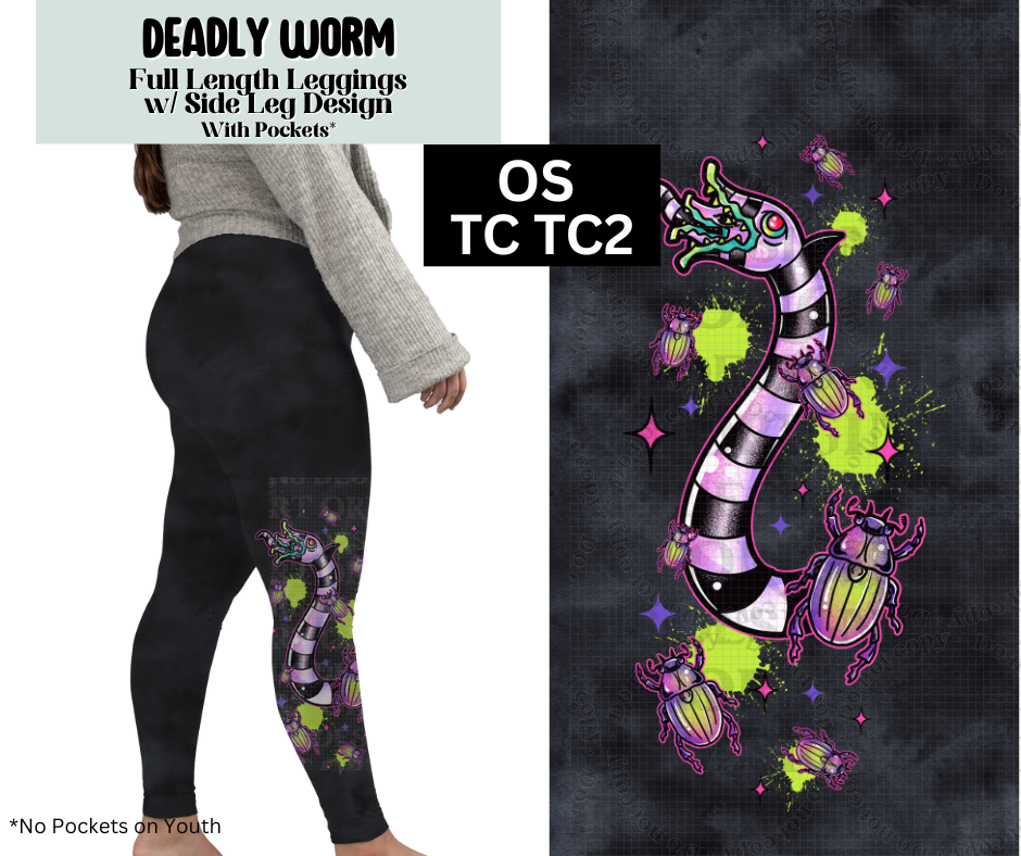 Deadly Worm Full Length Leggings w/ Side Leg Designs