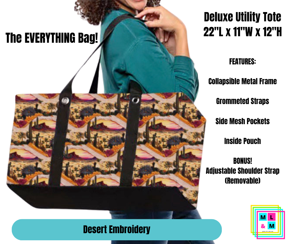 Desert Embroidery Collapsible Tote