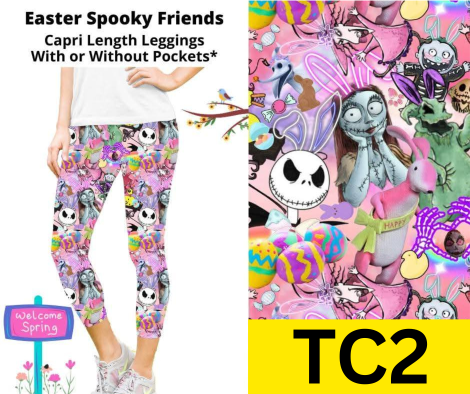Easter Spooky Friends Capri Length Leggings w/ Pockets