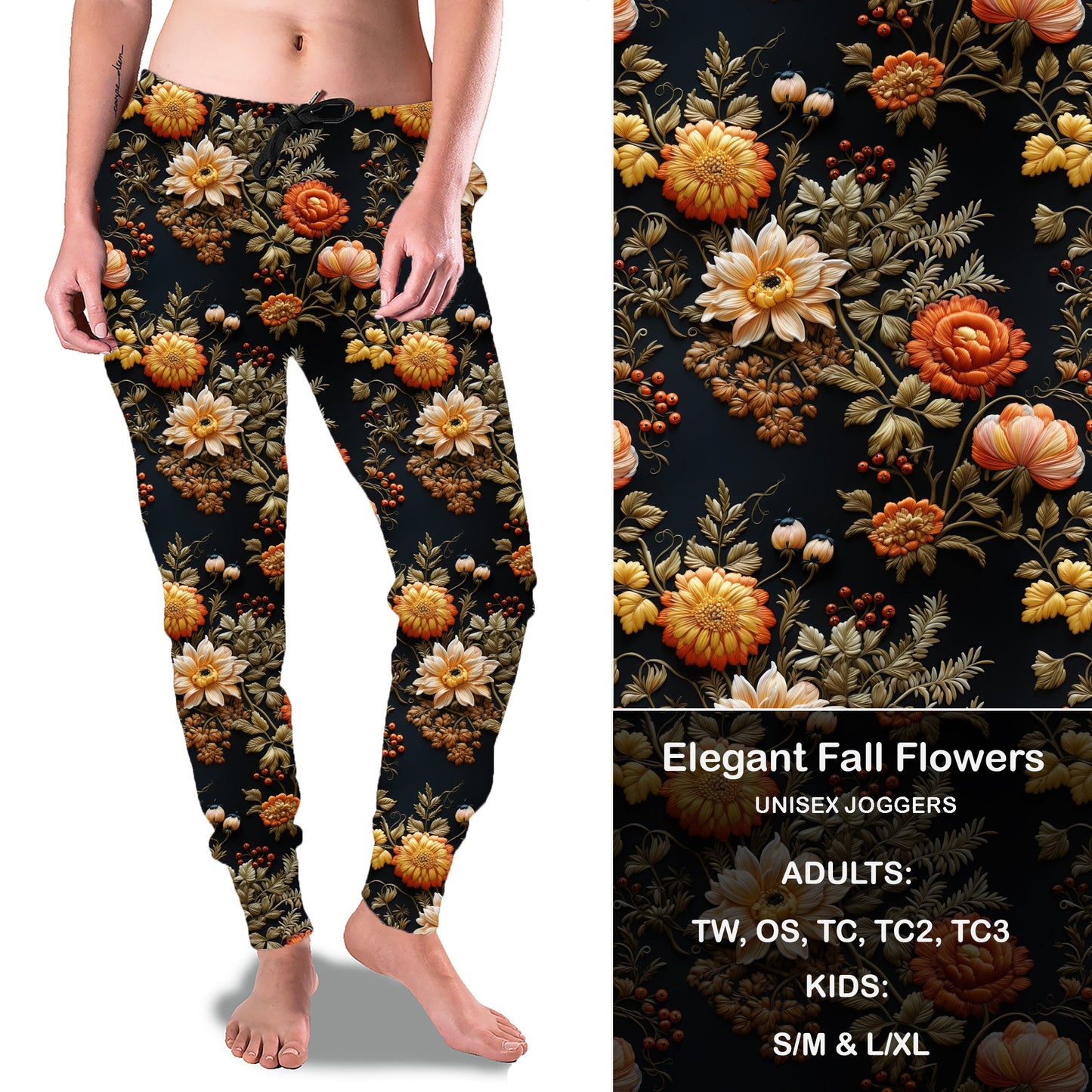 Elegant Fall Flowers Full Joggers Preorder Closes 7/31 eta September