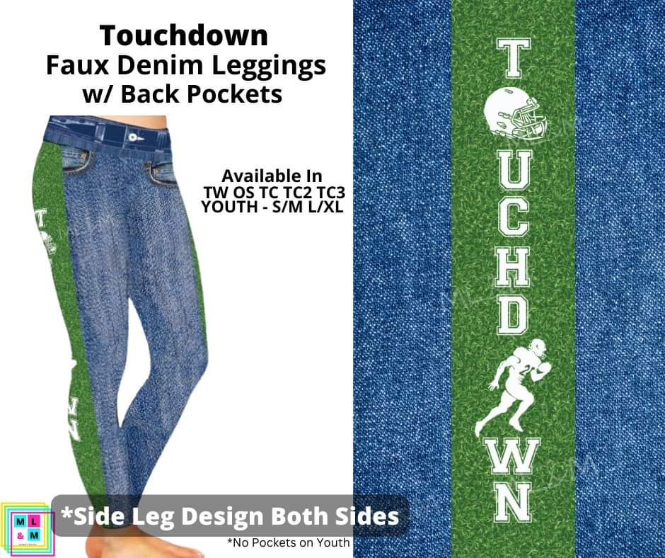 Touchdown Full Length Faux Denim w/ Side Leg Designs