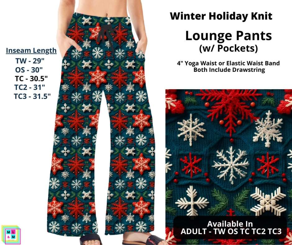 Winter Holiday Knit Full Length Lounge Pants