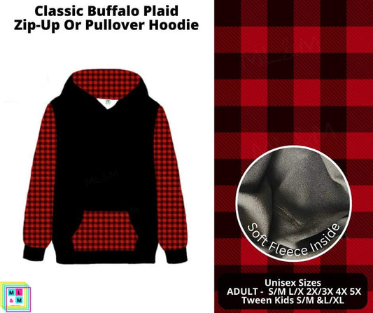 Classic Buffalo Plaid Zip-Up or Pullover Hoodie