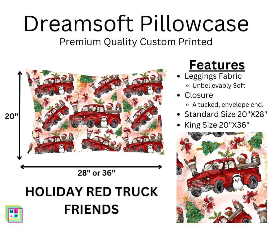 Holiday Red Truck Friends Dreamsoft Pillowcase