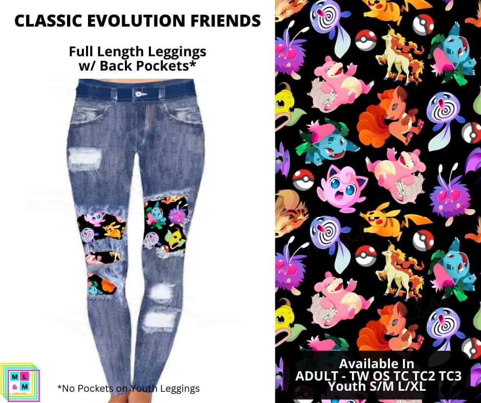 Classic Evolution Friends Faux Denim Full Length Peekaboo Leggings