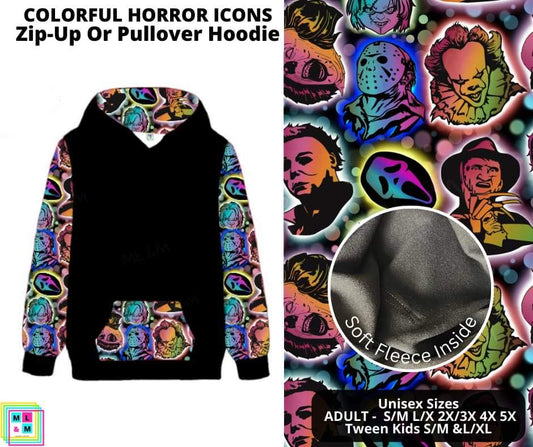 Colorful Horror Icons Zip-Up or Pullover Hoodie