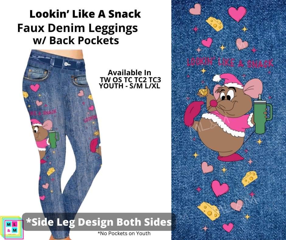 Lookin' Like a Snack Full Length Faux Denim w/ Side Leg Designs
