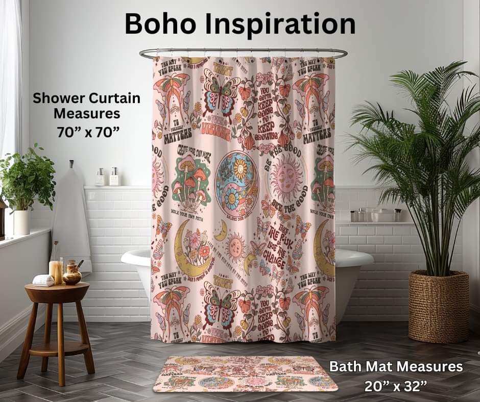 Boho Inspiration Custom Shower Curtain and/or Bath Mat