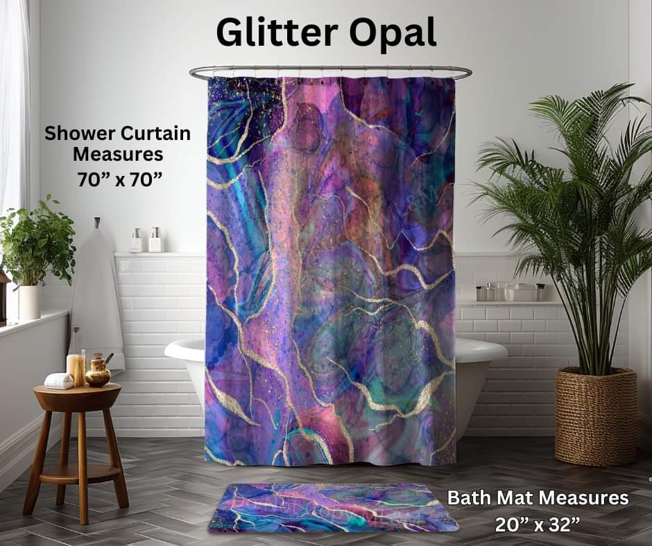 Glitter Opal Custom Shower Curtain and/or Bath Mat