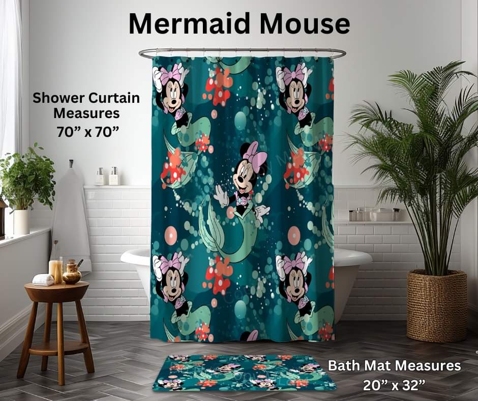 Mermaid Mouse Custom Shower Curtain and/or Bath Mat