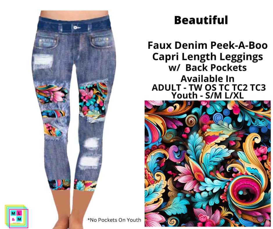 Beautiful Faux Denim Capris